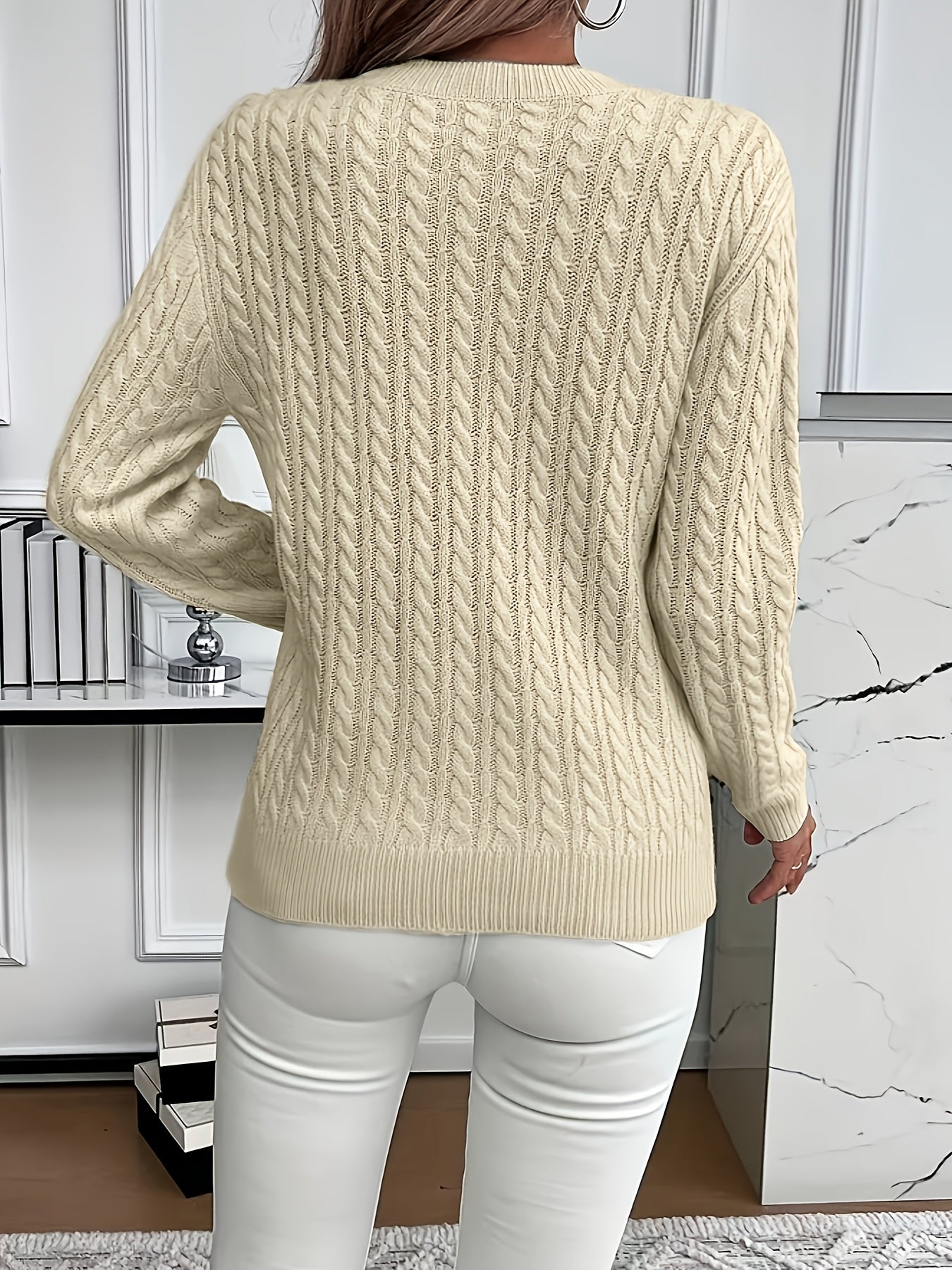 Lorelei Clarke | Pull à col rond en maille torsadée couleur menthe