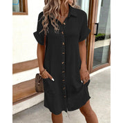 Priya Ashworth | Button-Through Cotton Gauze Shirt Dress with Pockets