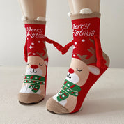 Cocoa Cheer | Chaussettes de Noël rouges magnétiques à motif de père Noël pour femmes