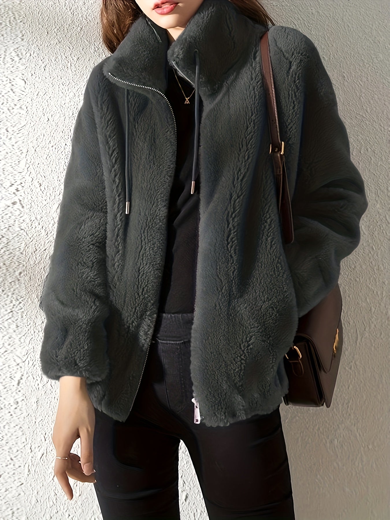 Nadia Fairfax | Faux Shearling Zip-Up Jacket