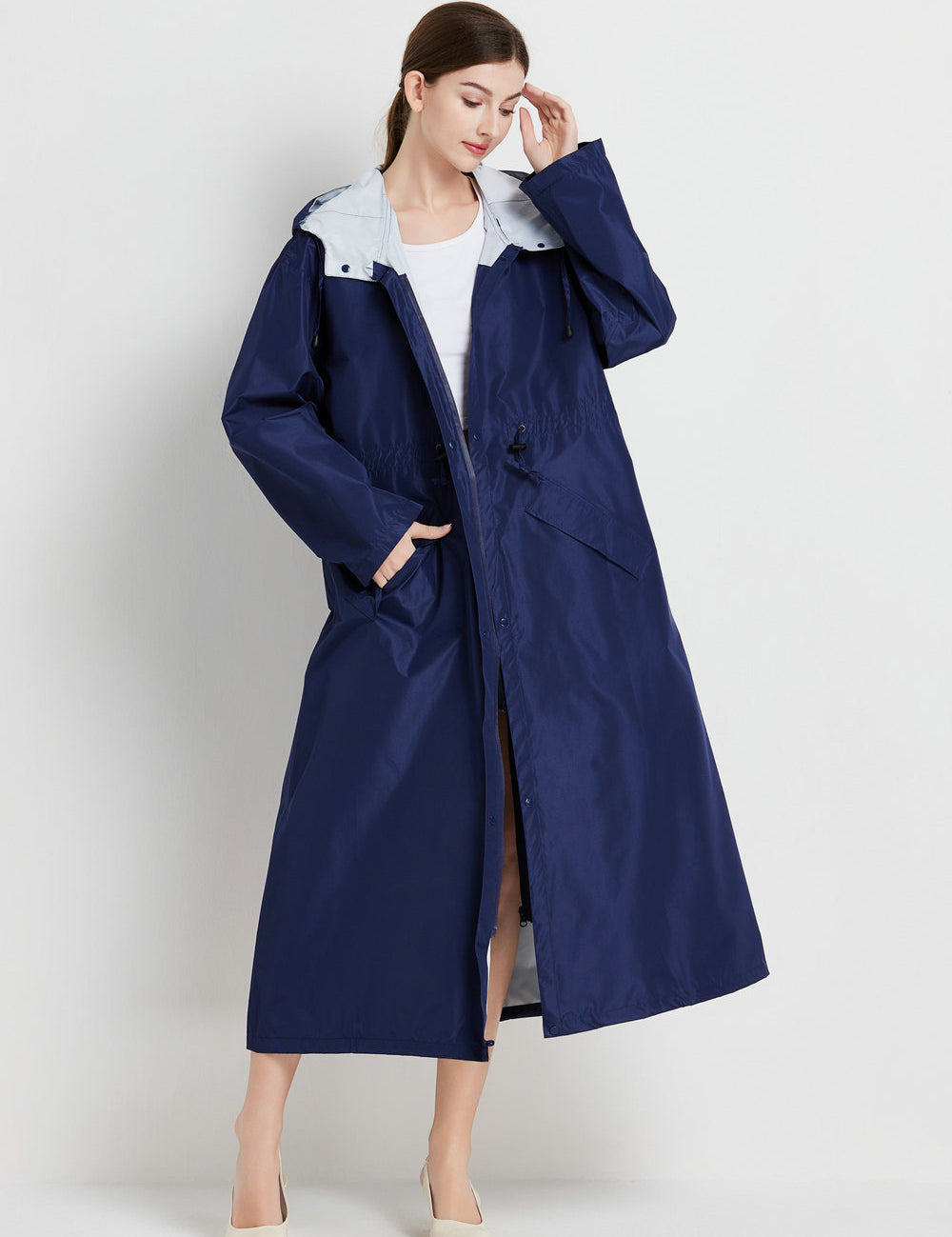 Poppy Evans | Imperméable mi-long à capuche pour femme, jaune soleil