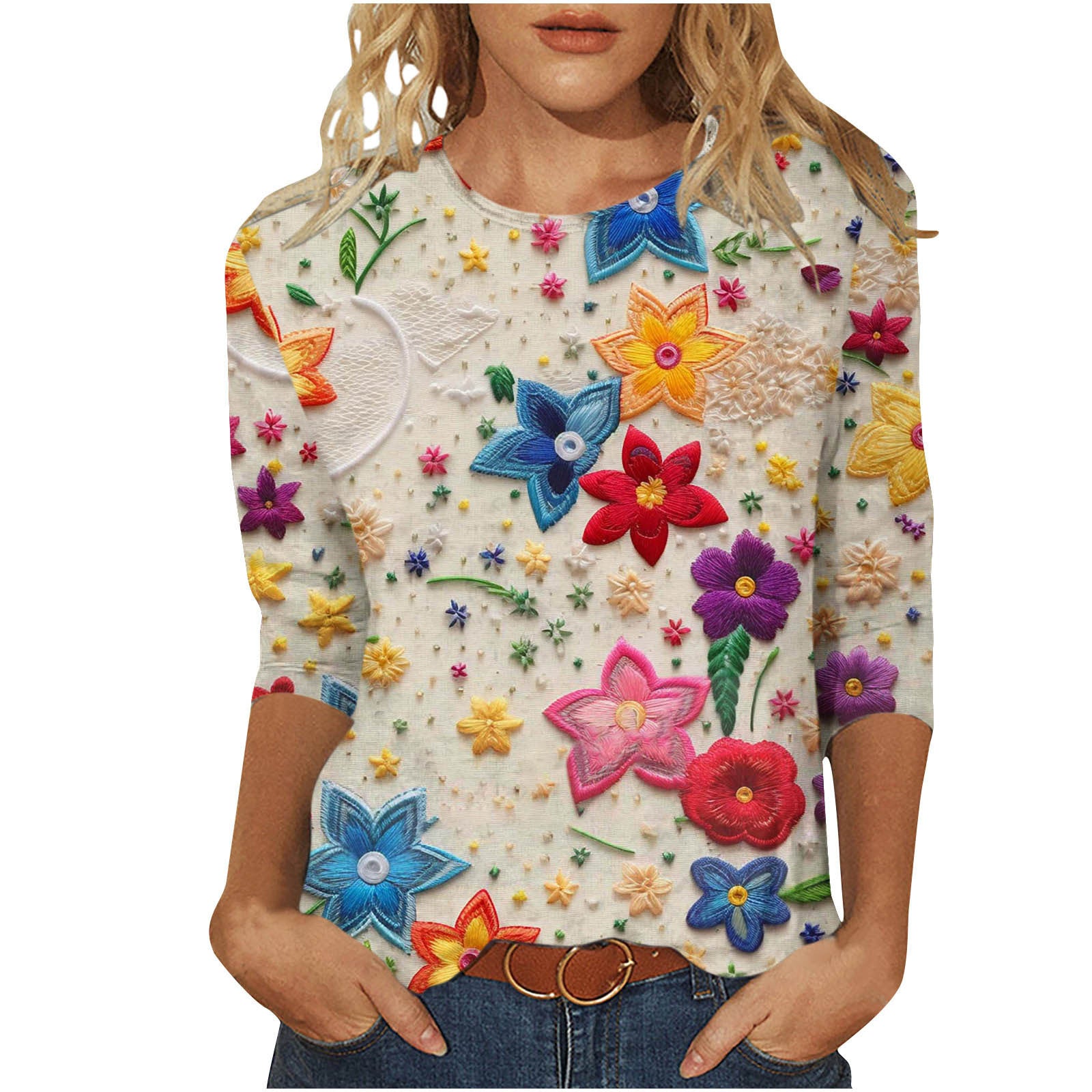 Rosie Fairbank | T-shirt z kwiatowym nadrukiem 3D