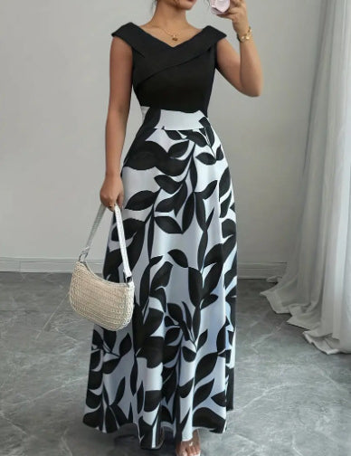 Olivia Baxter | Printed V-Neck Maxi Dress