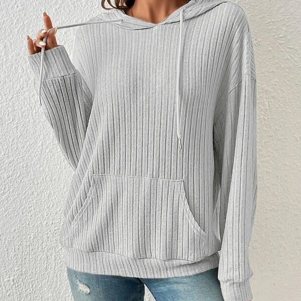 Clara Ashgrove | Ribbed Knit Hoodie With Drawstring Hood For Women