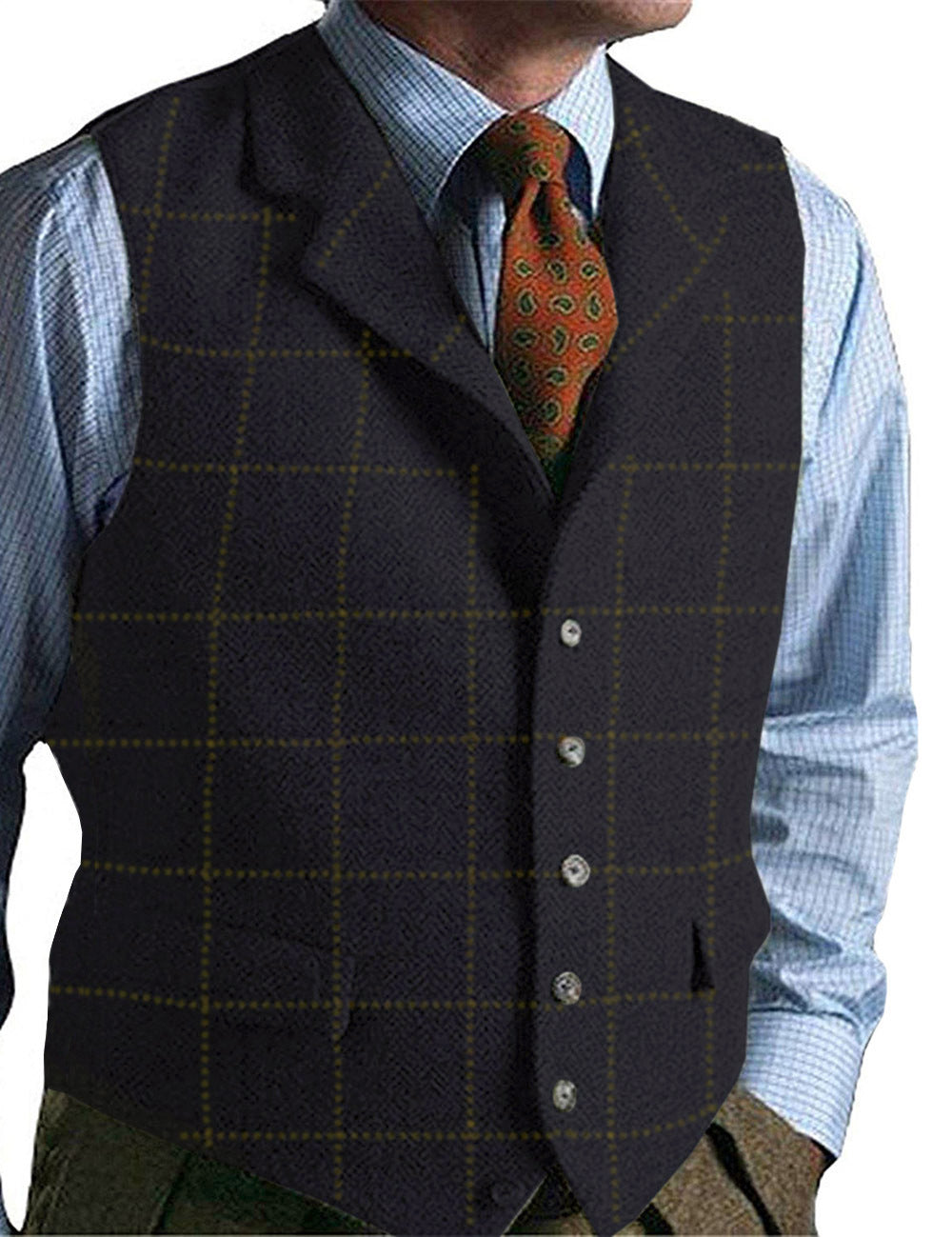 Reginald Ashford | Men's Plaid Tweed Gilet – Heritage Herringbone