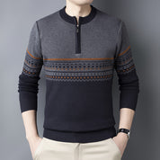 Edwin Marlowe | Pull en maille jacquard Fair Isle à demi-zip