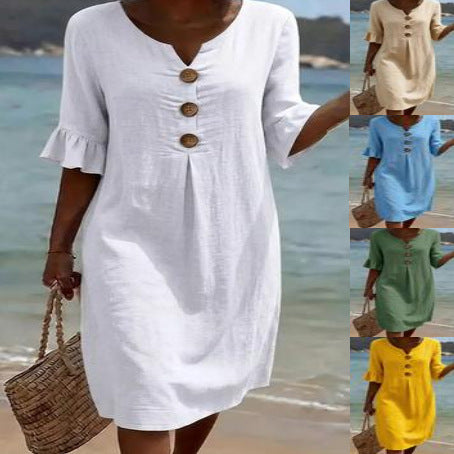 Margot Lefèvre | Cotton Midi Dress with Button Detail