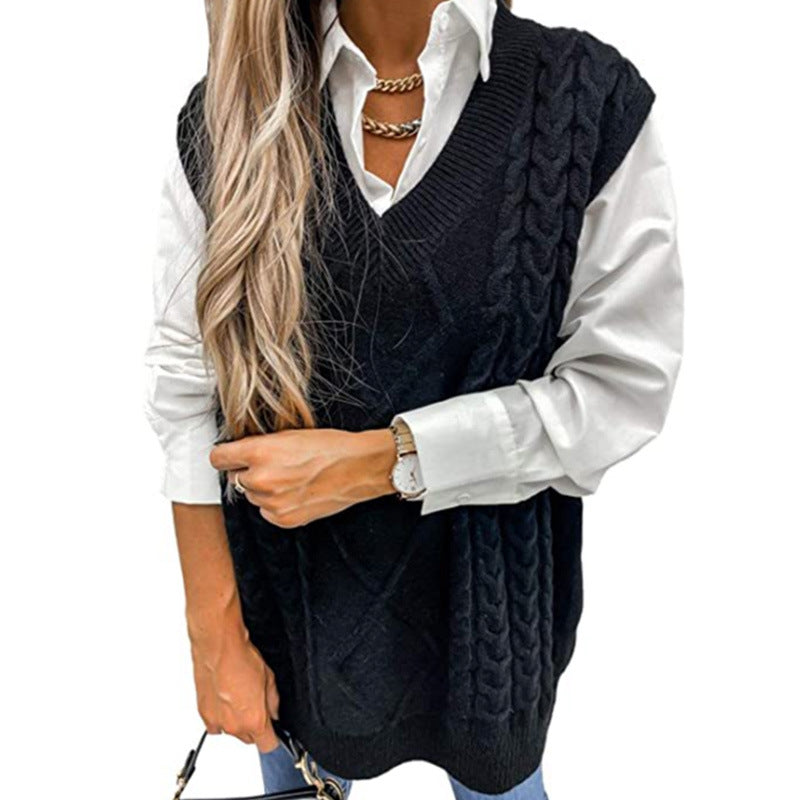 Beatrice Turner | Cable Knit V-Neck Sweater Vest