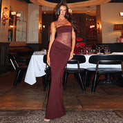 Saphira Montgomery | Lace Detail Strapless Maxi Dress