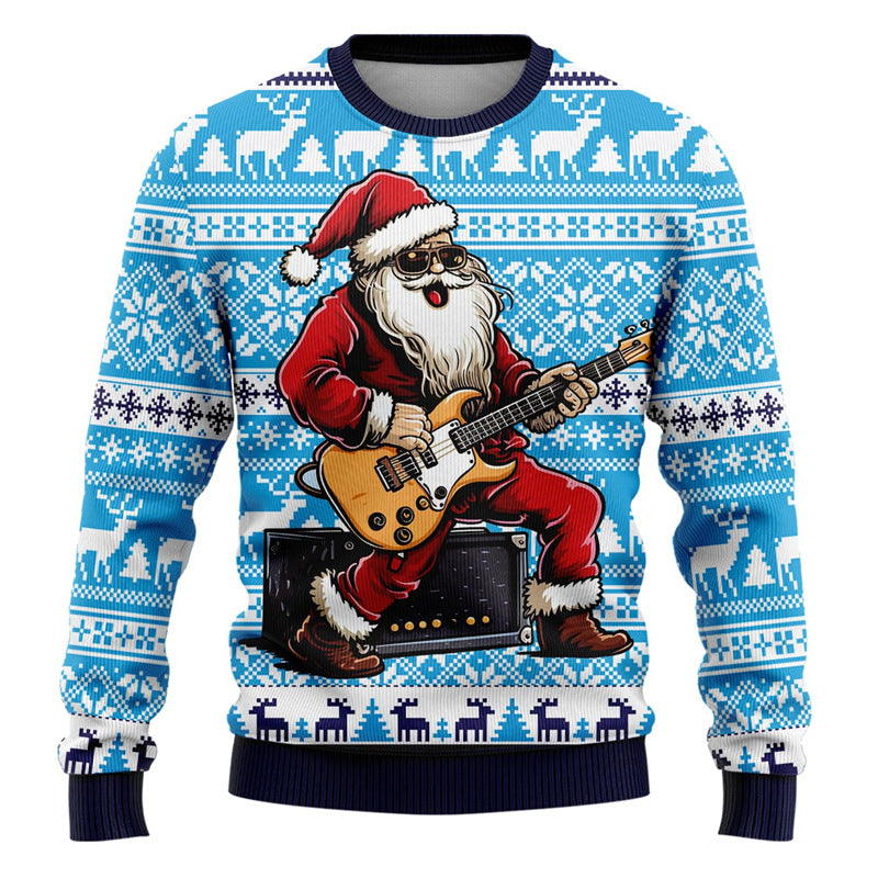 Merry Buck | Pull de Noël noir à imprimé Père Noël dansant pour homme
