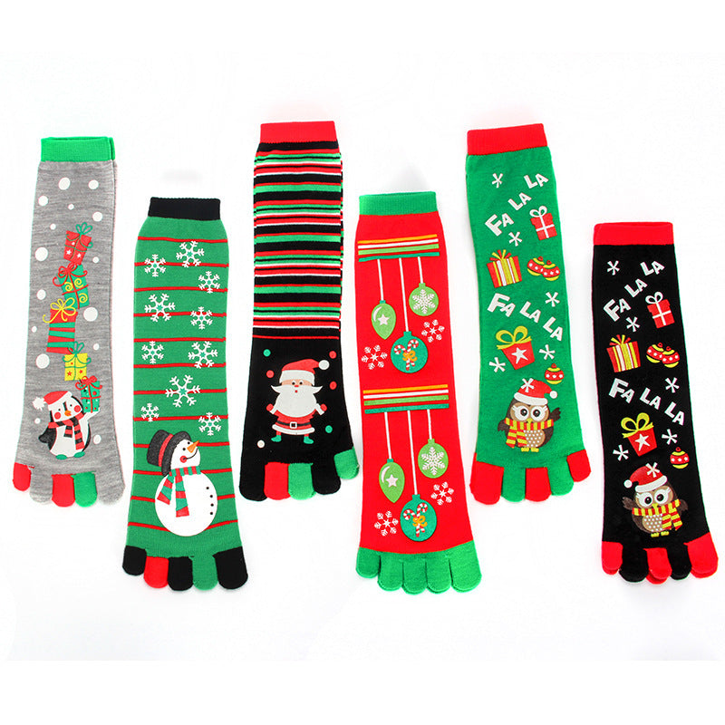 Merry Toes | Chaussettes de Noël rouges à motif de père Noël pour femmes