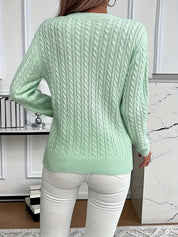 Lorelei Clarke | Pull à col rond en maille torsadée couleur menthe