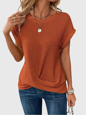 Marina Ashcombe | Waffle Knit Blouse With Crew Neck