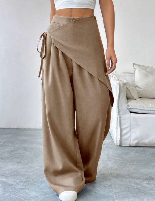 Verity Campbell | Wrap-Front Wide-Leg Trousers High-Waist Elegance