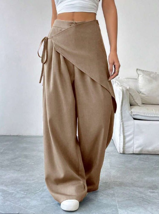 Verity Campbell | Wrap-Front Wide-Leg Trousers High-Waist Elegance