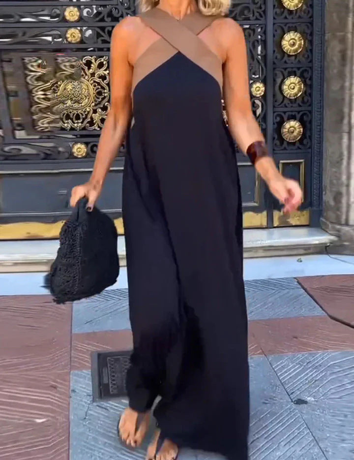 Olivia Brown | Cross-Back Colourblock Maxi Dress