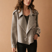 Veste biker courte en mélange de laine Mabel Thorncroft avec large col