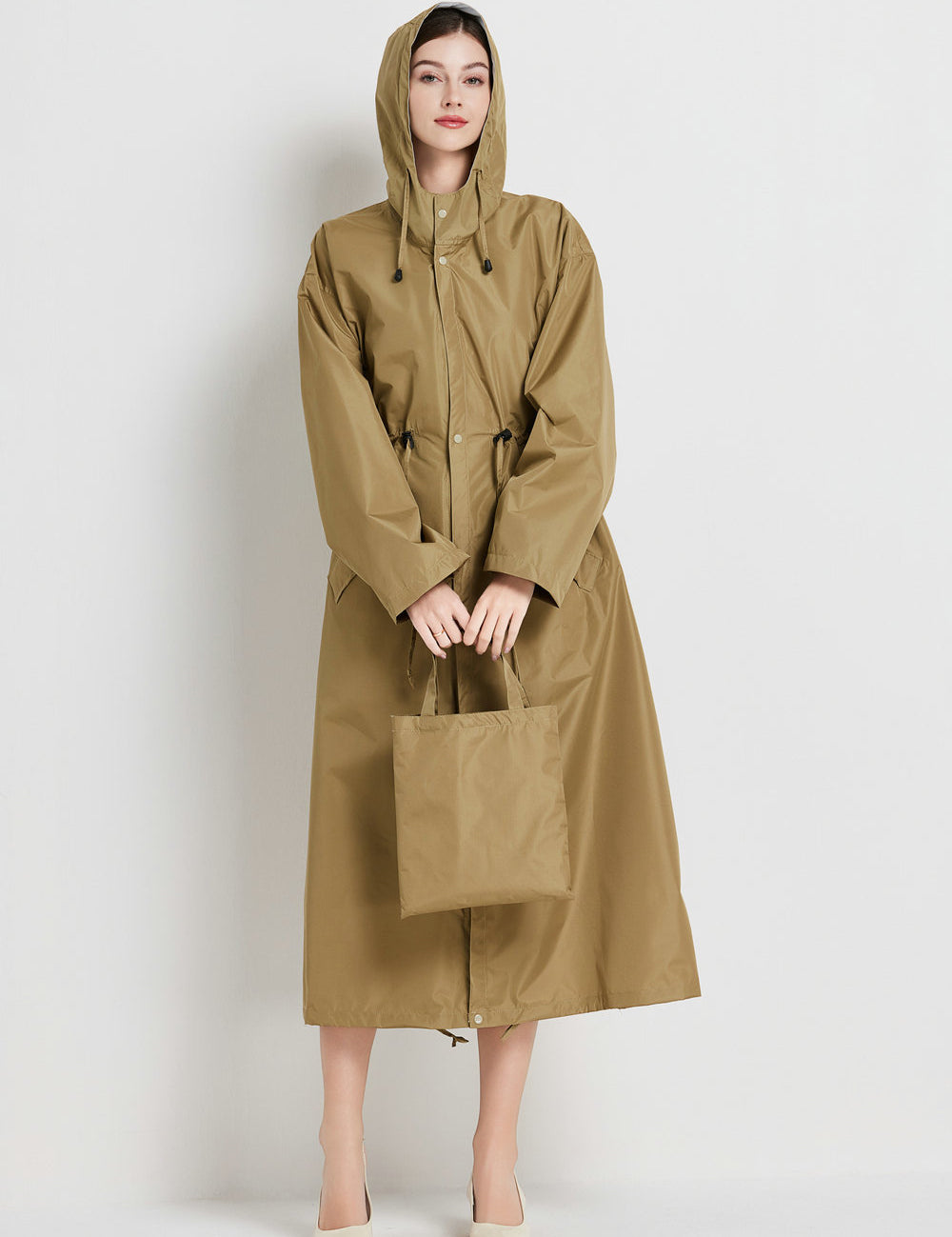 Poppy Evans | Imperméable mi-long à capuche pour femme, jaune soleil