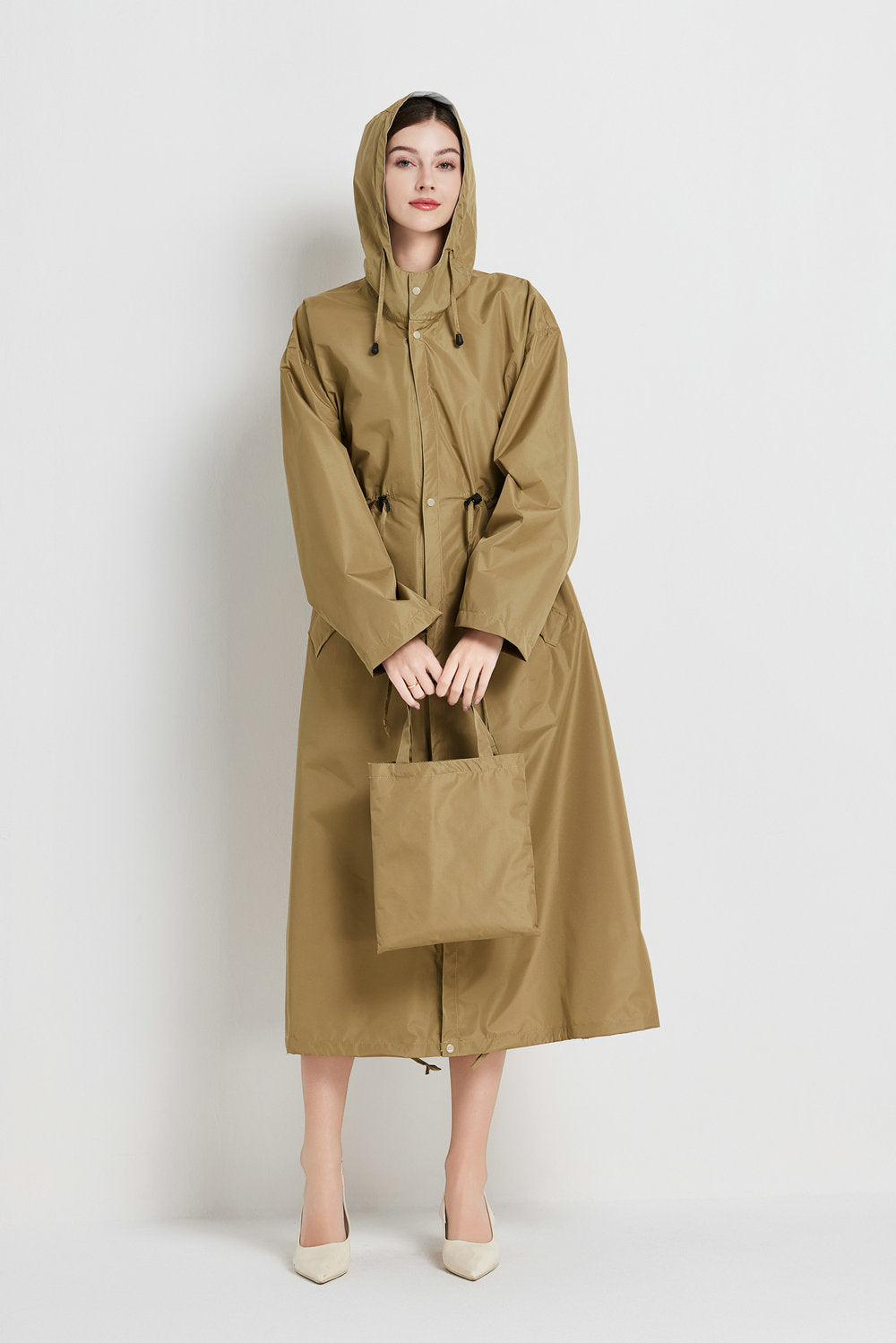 Poppy Evans | Imperméable mi-long à capuche pour femme, jaune soleil