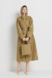 Poppy Evans | Imperméable mi-long à capuche pour femme, jaune soleil