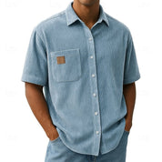 Wyatt Harrison | Relaxed Ribbed-Texture Shirt in Soft Blue