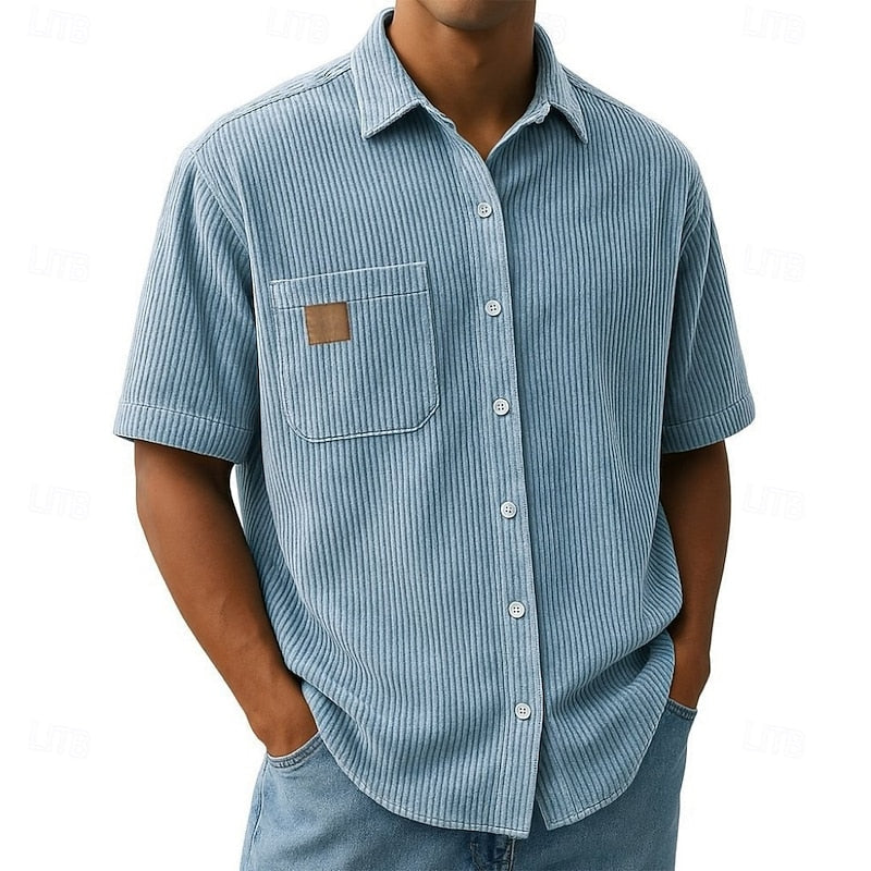 Wyatt Harrison | Relaxed Ribbed-Texture Shirt in Soft Blue