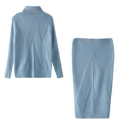 Eleanor Scott | Ensemble pull en maille à col roulé et jupe midi
