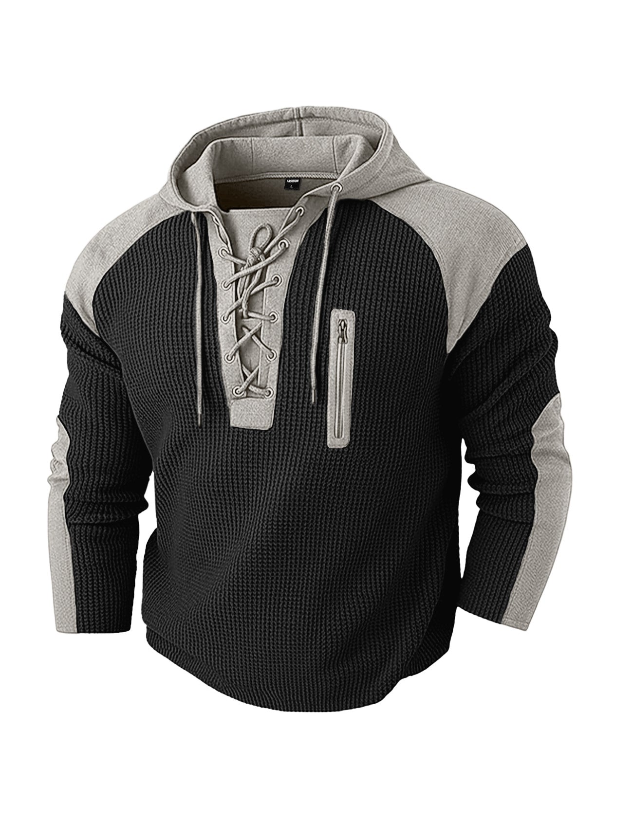 Michael Sinclair | Waffle-Knit Lace-Up Hoodie