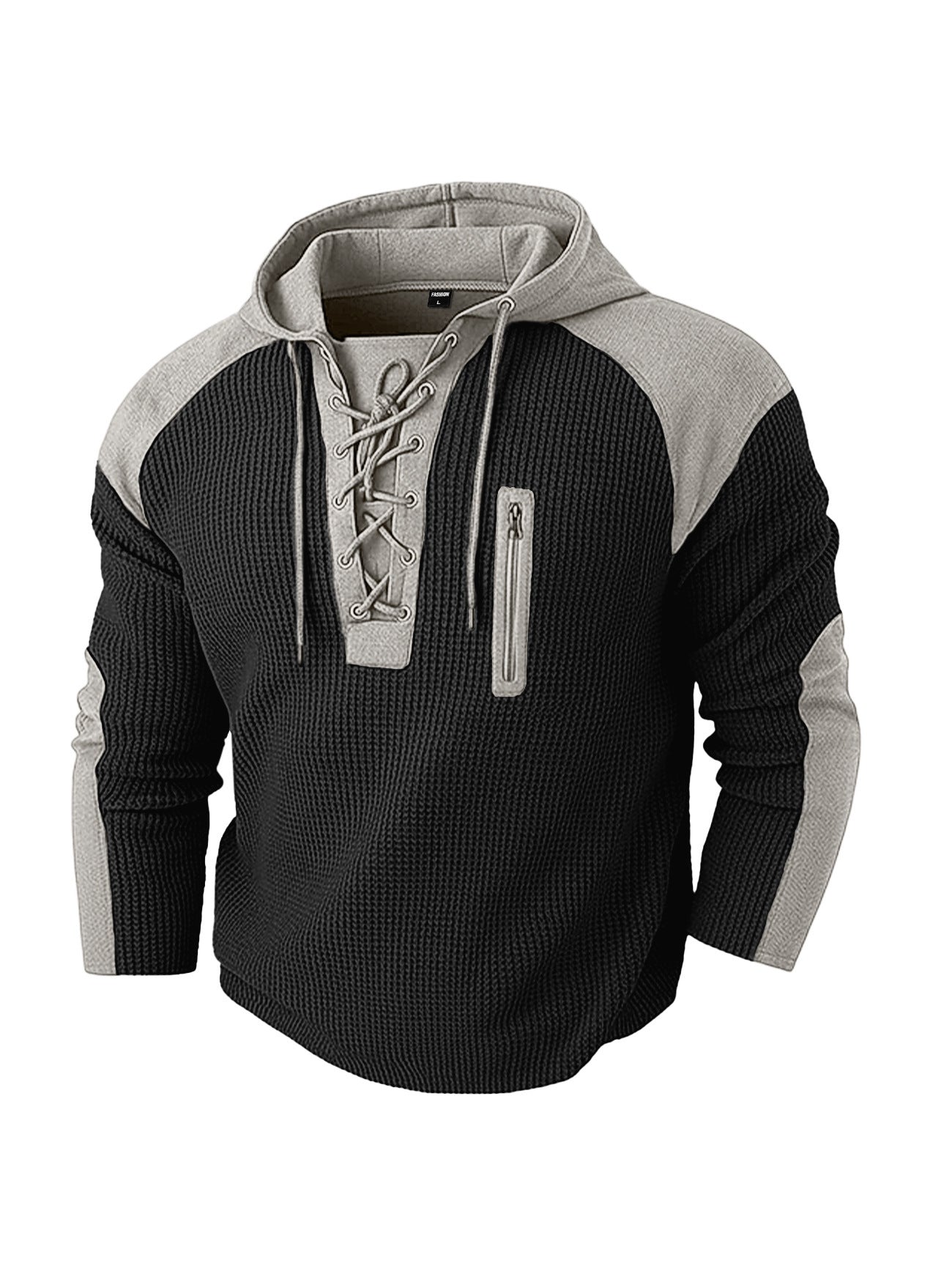 Michael Sinclair | Waffle-Knit Lace-Up Hoodie