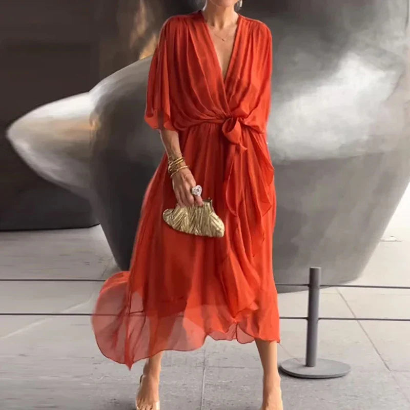 Mia Hartley | V-neck Midi Dress