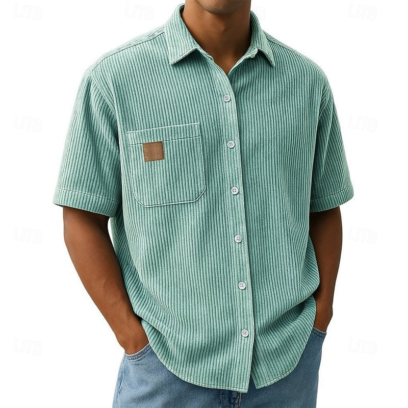 Wyatt Harrison | Relaxed Ribbed-Texture Shirt in Soft Blue