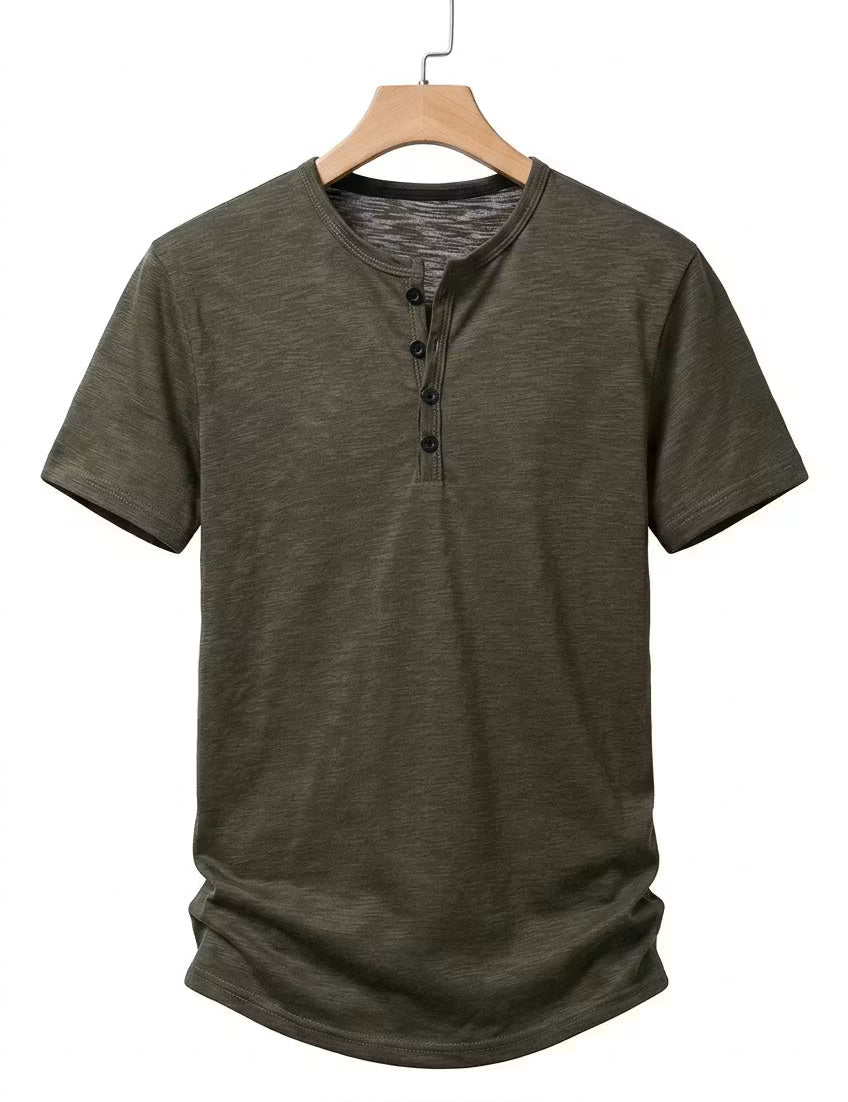 Fletcher Morris | Men's Cotton Henley T-Shirt Relaxed Fit
