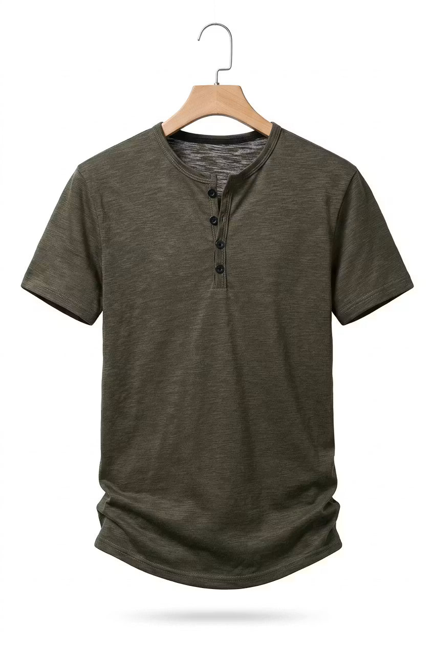 Fletcher Morris | Men's Cotton Henley T-Shirt Relaxed Fit