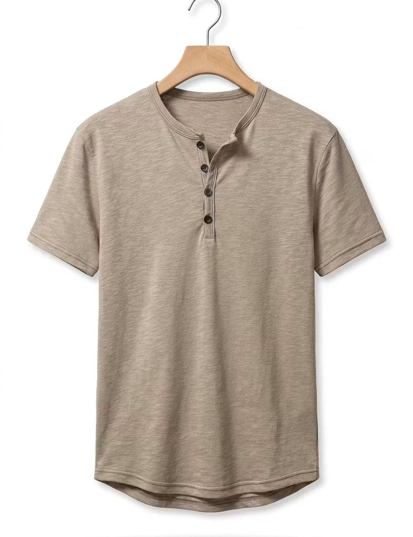 Fletcher Morris | Men's Cotton Henley T-Shirt Relaxed Fit