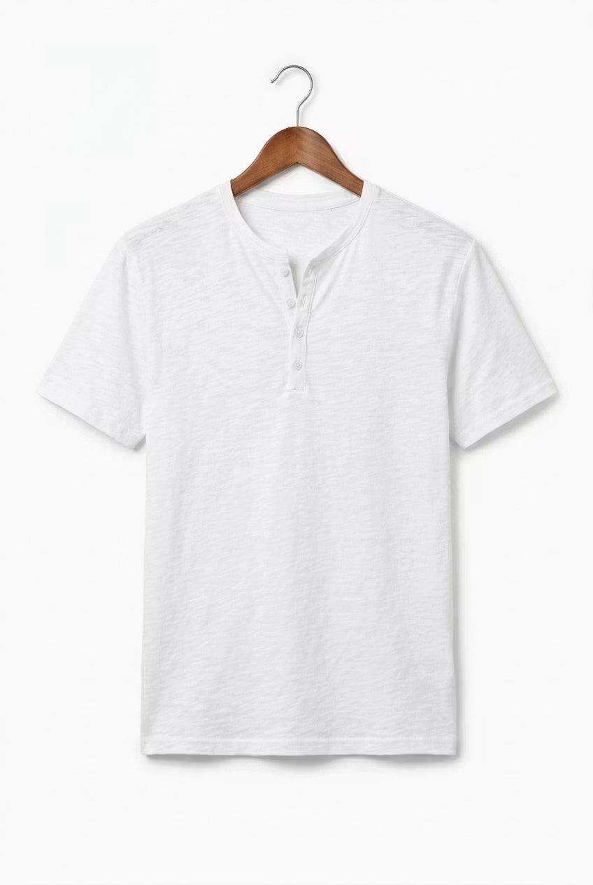 Fletcher Morris | Men's Cotton Henley T-Shirt Relaxed Fit