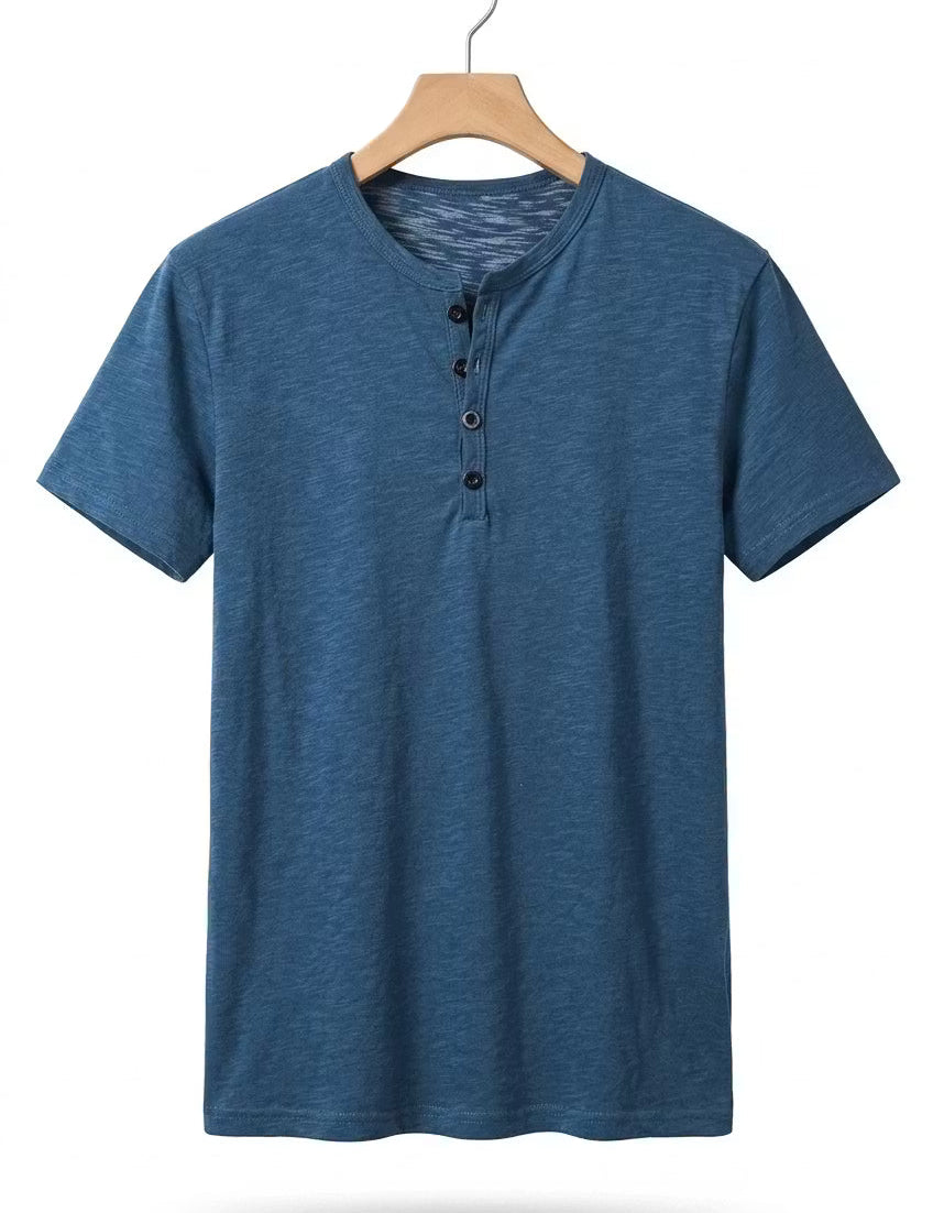 Fletcher Morris | Men's Cotton Henley T-Shirt Relaxed Fit
