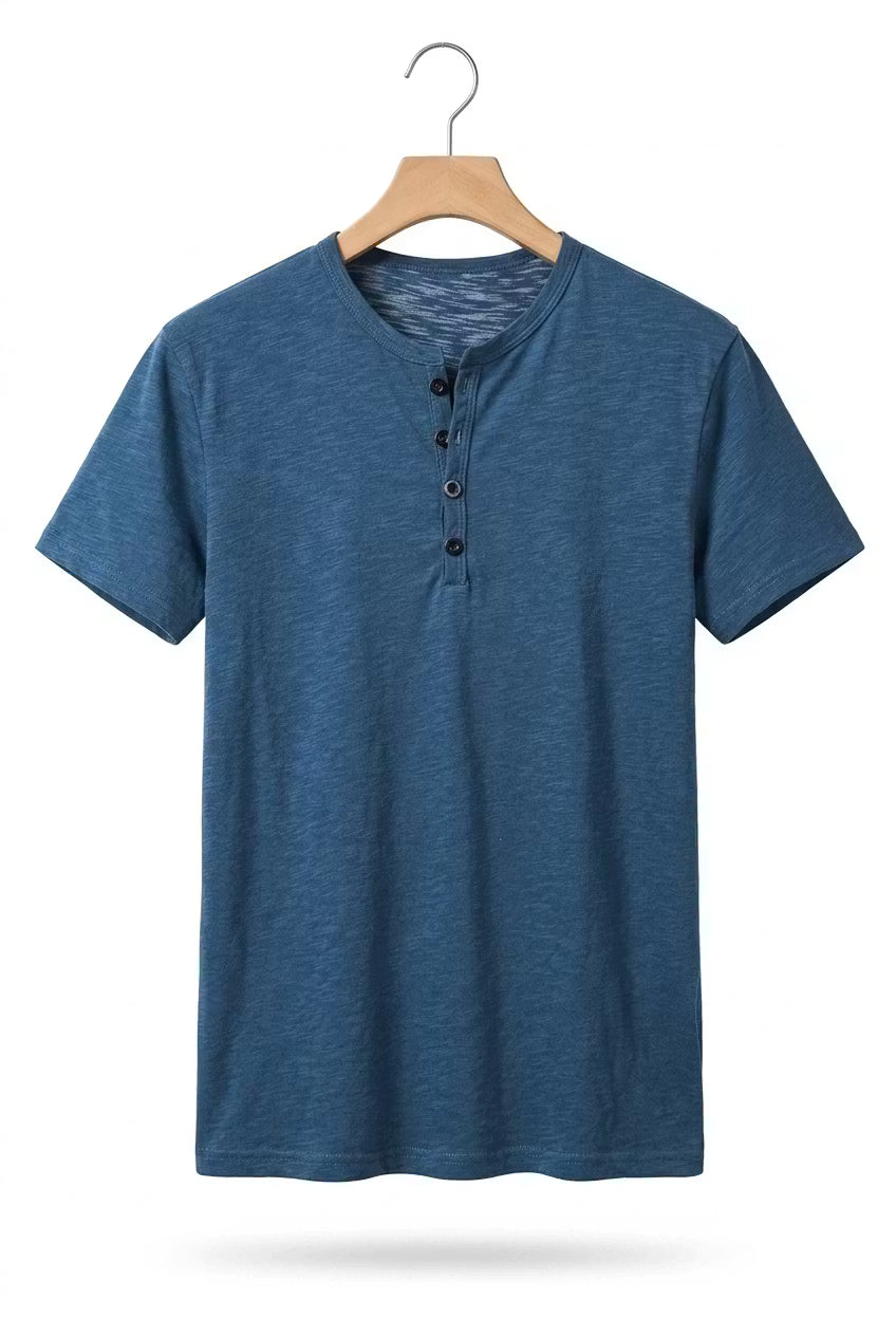 Fletcher Morris | Men's Cotton Henley T-Shirt Relaxed Fit