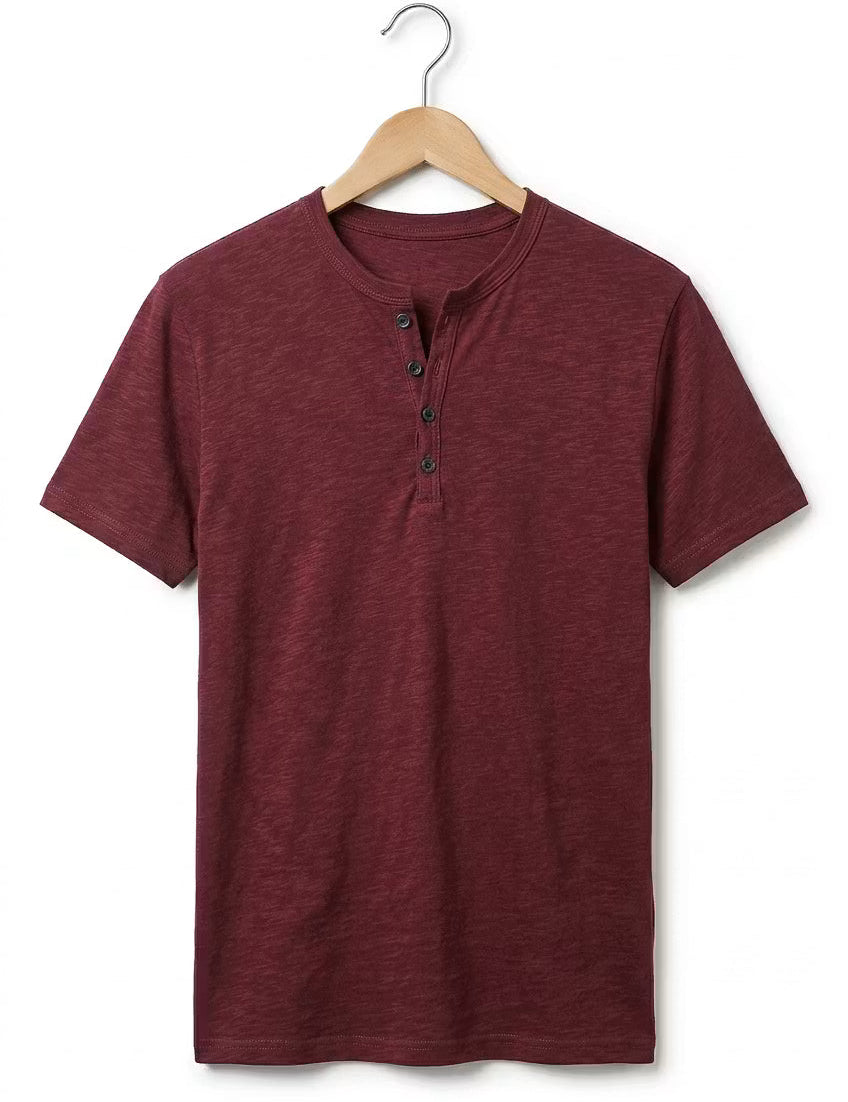 Fletcher Morris | Men's Cotton Henley T-Shirt Relaxed Fit