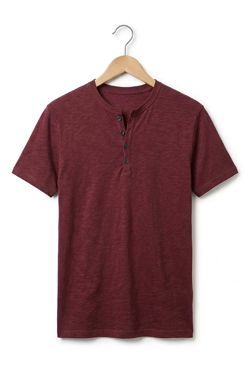 Fletcher Morris | Men's Cotton Henley T-Shirt Relaxed Fit