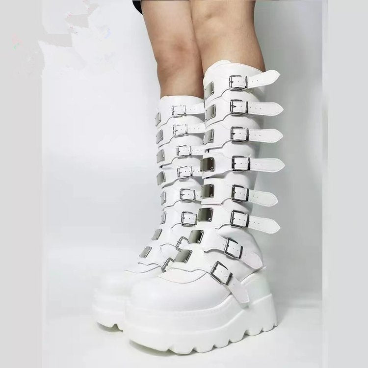 Freya Cooper | Bottes à plateforme et boucle métallique montant jusqu’au genou