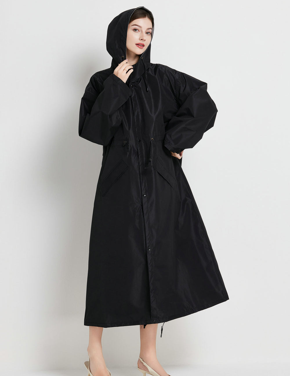 Poppy Evans | Imperméable mi-long à capuche pour femme, jaune soleil