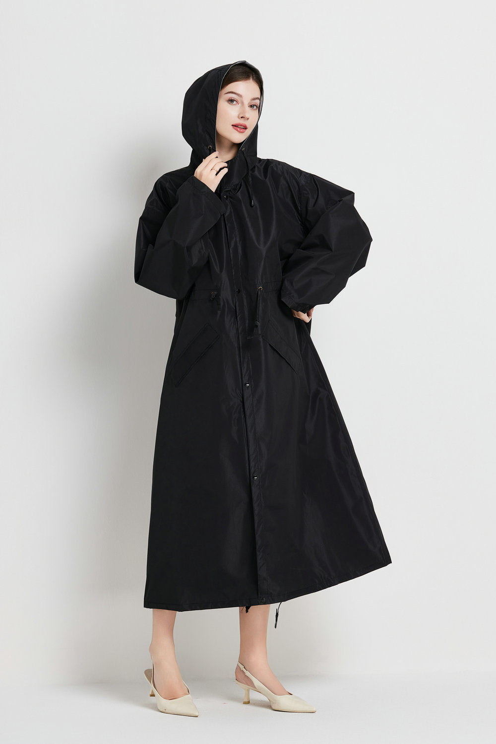 Poppy Evans | Imperméable mi-long à capuche pour femme, jaune soleil