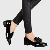 Margot Ashcombe | Patent Leather Loafers With Bow Detail