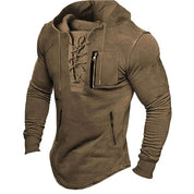Miles Sutcliffe | Vintage Lace-Up Hoodie With Zip Pocket