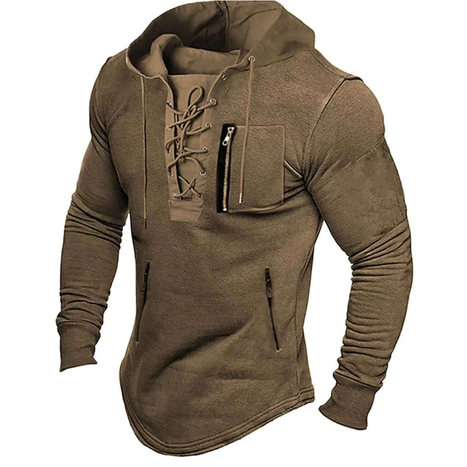 Miles Sutcliffe | Vintage Lace-Up Hoodie With Zip Pocket