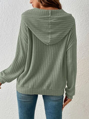 Clara Ashgrove | Ribbed Knit Hoodie With Drawstring Hood For Women