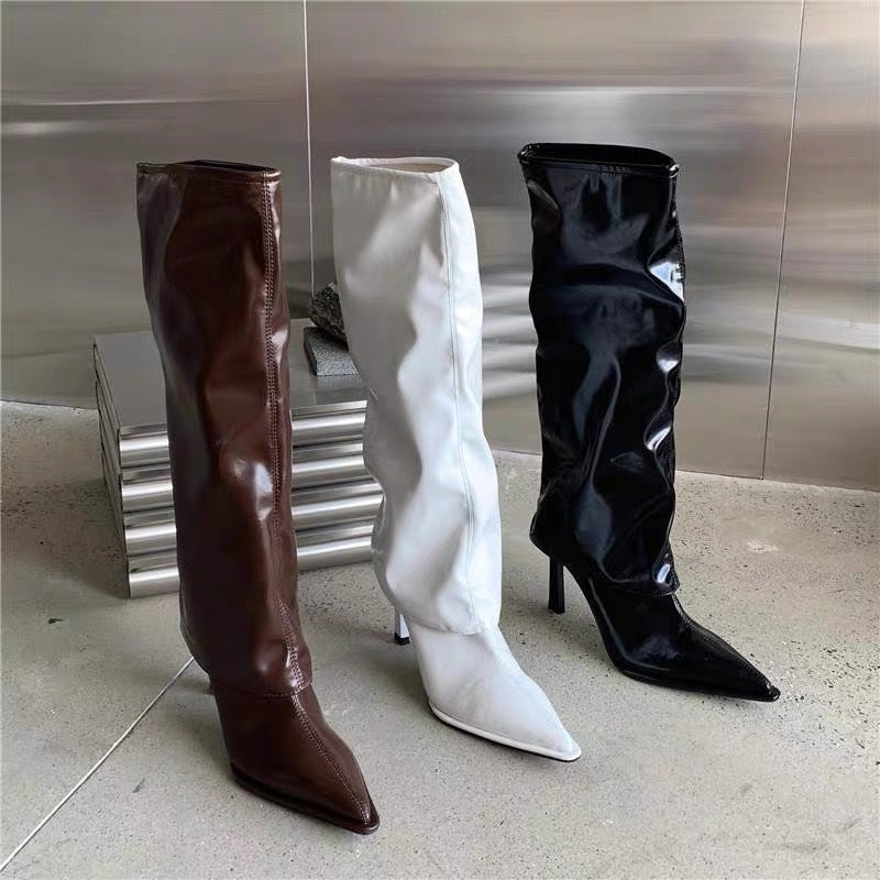 Millicent Hall | Bottes montantes à talon aiguille vernies