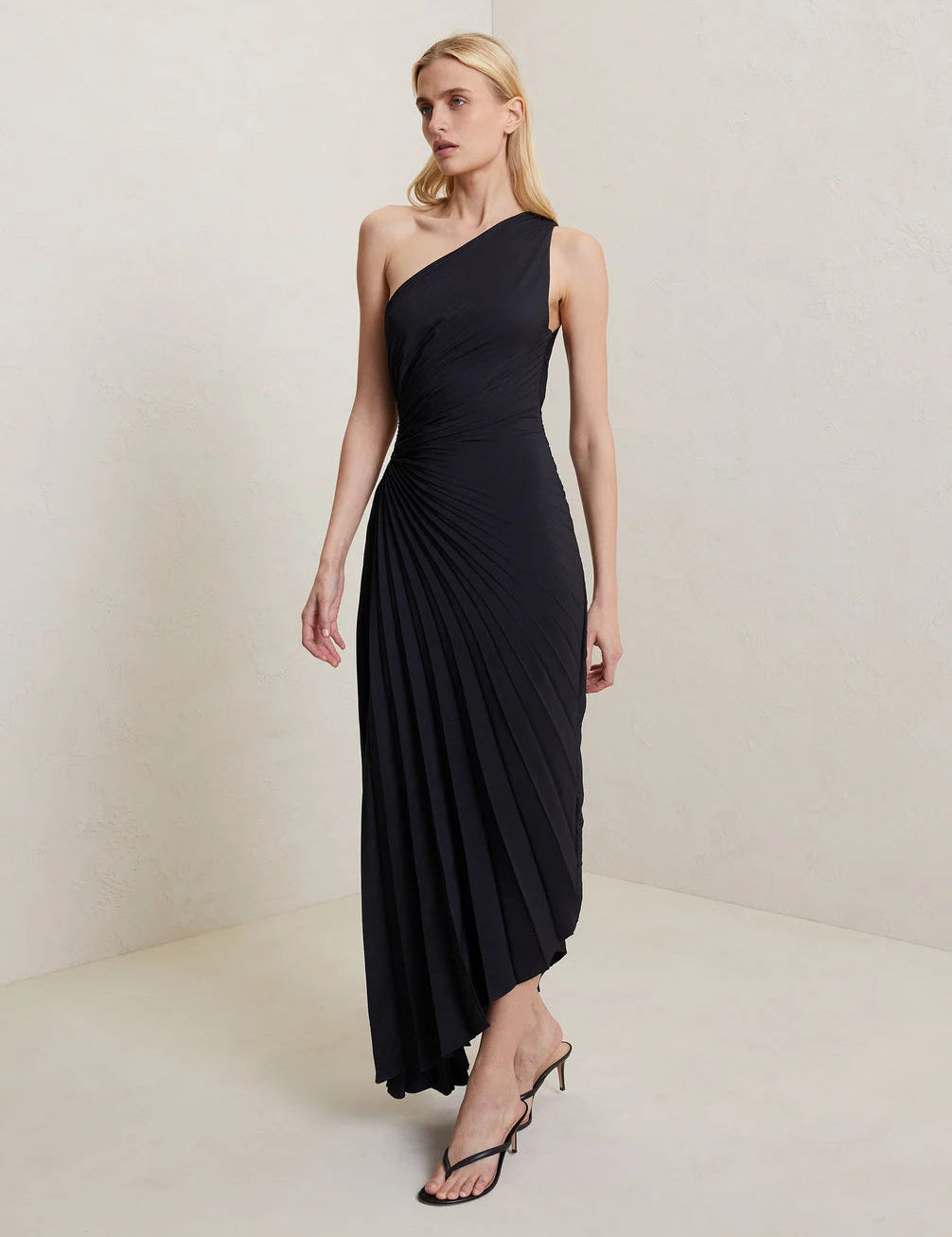Seraphina Laurent | Pleated One-Shoulder Maxi Dress