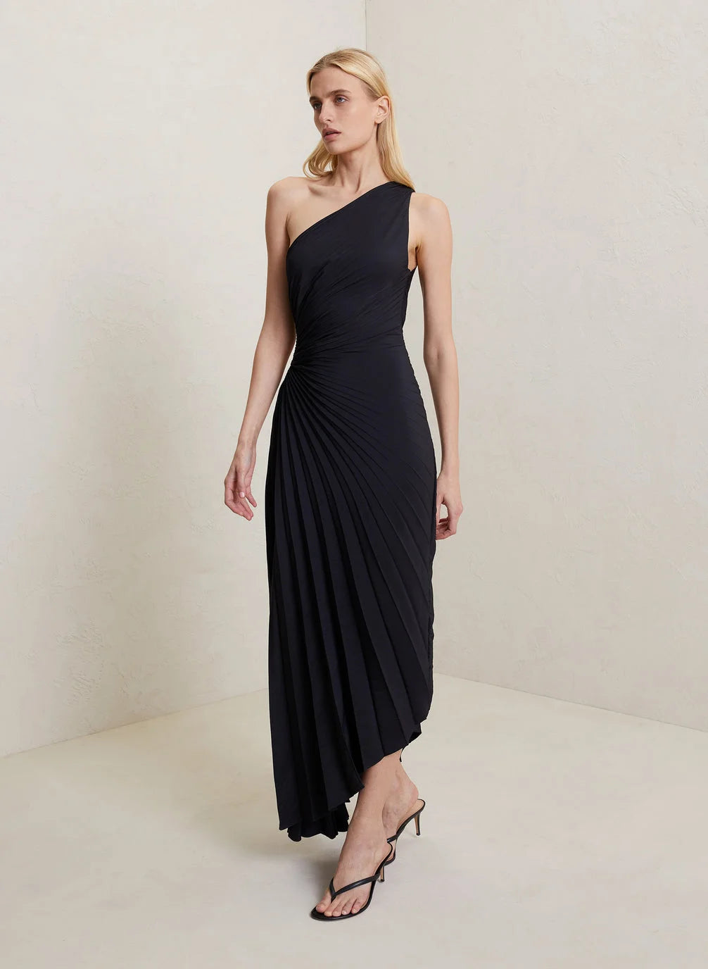 Seraphina Laurent | Pleated One-Shoulder Maxi Dress