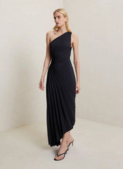 Seraphina Laurent | Pleated One-Shoulder Maxi Dress
